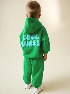 Groen - Cool Vibes Printed Hoodie and Joggers Set (3mths-7yrs)