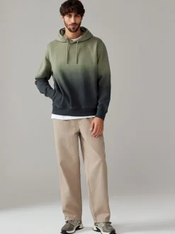 Groen - Dip Dye Katoenrijke Jersey Hoodie