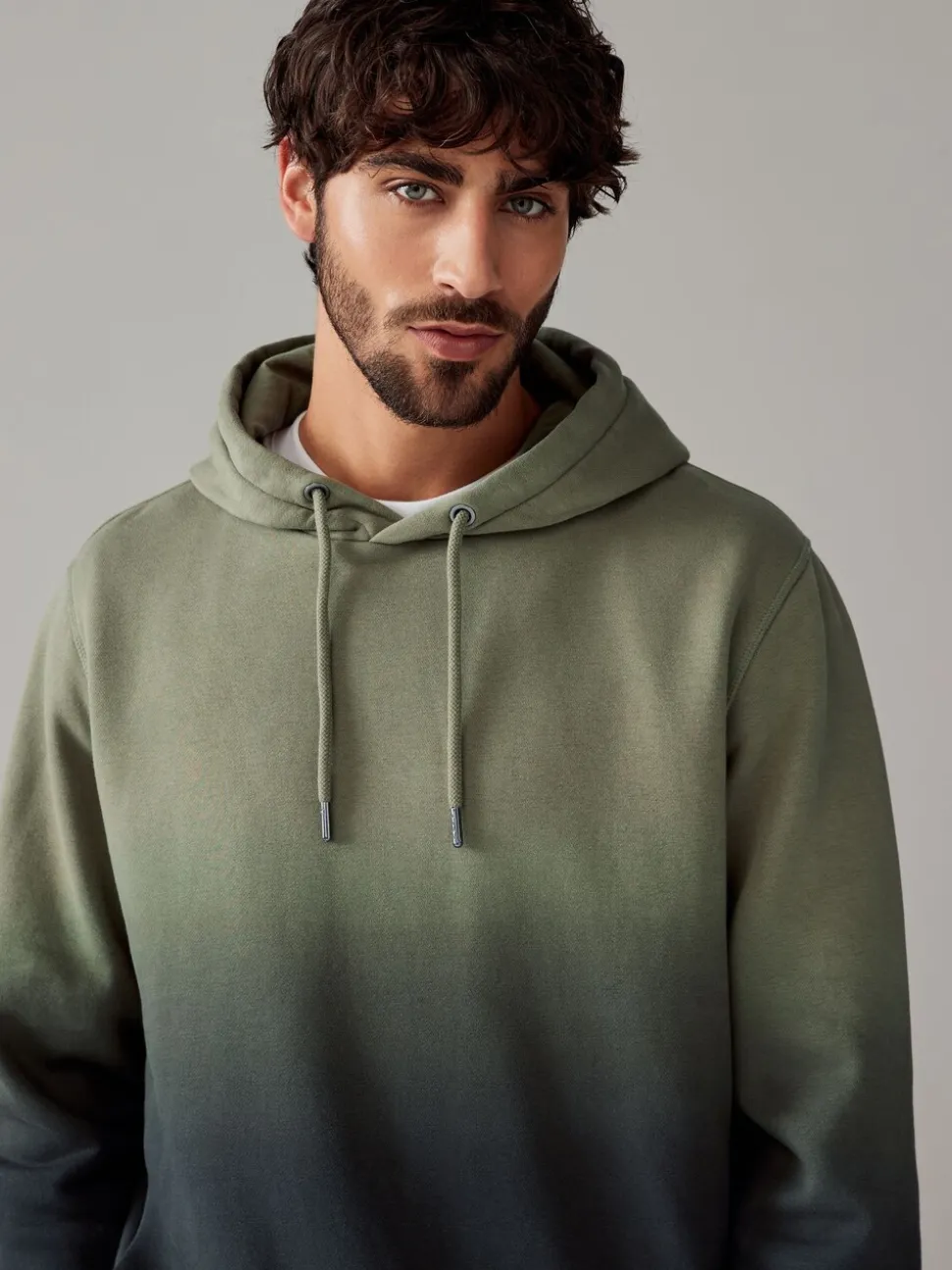 Groen - Dip Dye Katoenrijke Jersey Hoodie