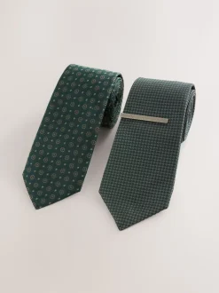 Groen - Gestructureerde clipstropdassen 2 set
