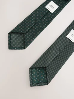 Groen - Gestructureerde clipstropdassen 2 set