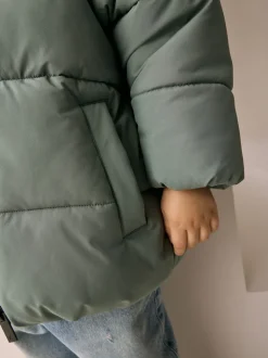 Groen - Gewatteerde regenbestendige jas (3mnd -7jr)