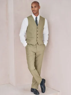 Groen - Gilet van linnenmix met textuur