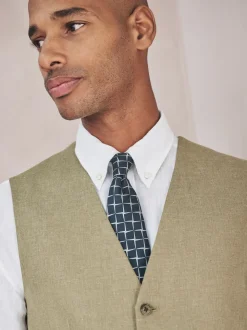 Groen - Gilet van linnenmix met textuur