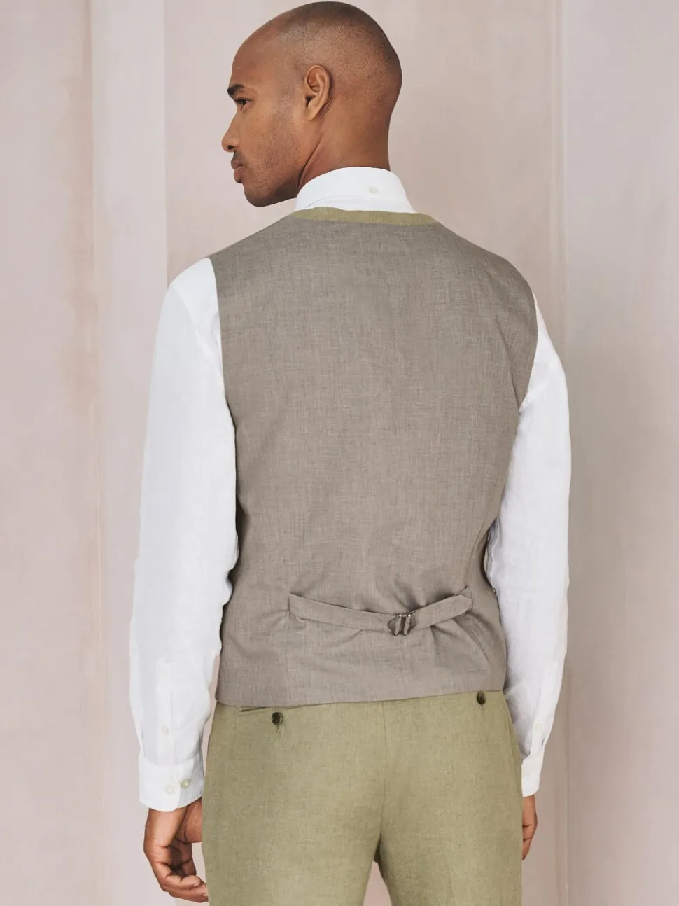 Groen - Gilet van linnenmix met textuur