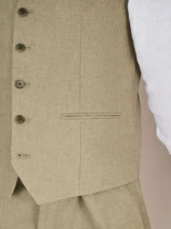 Groen - Gilet van linnenmix met textuur
