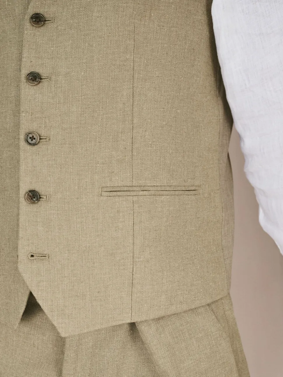 Groen - Gilet van linnenmix met textuur