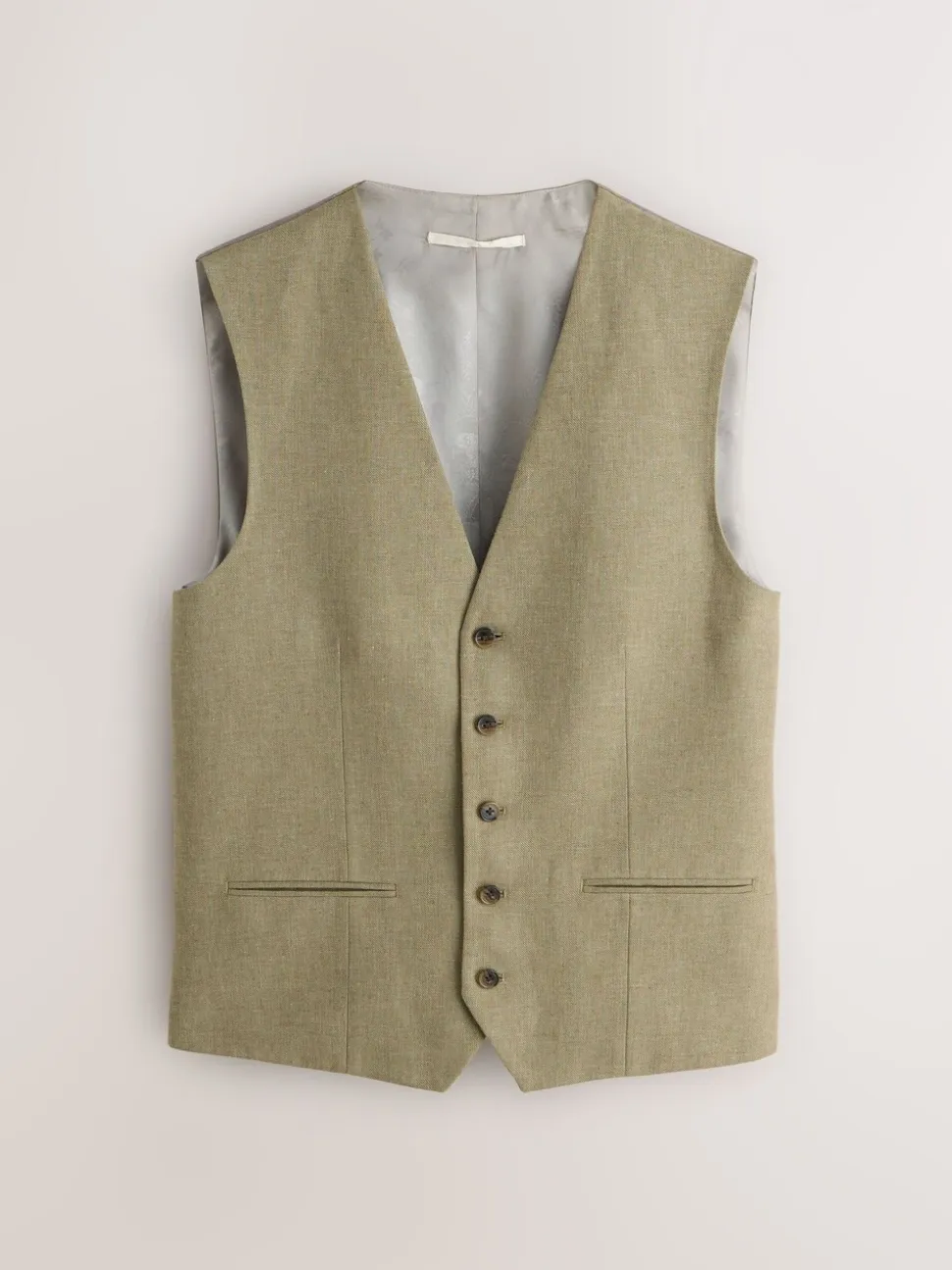 Groen - Gilet van linnenmix met textuur