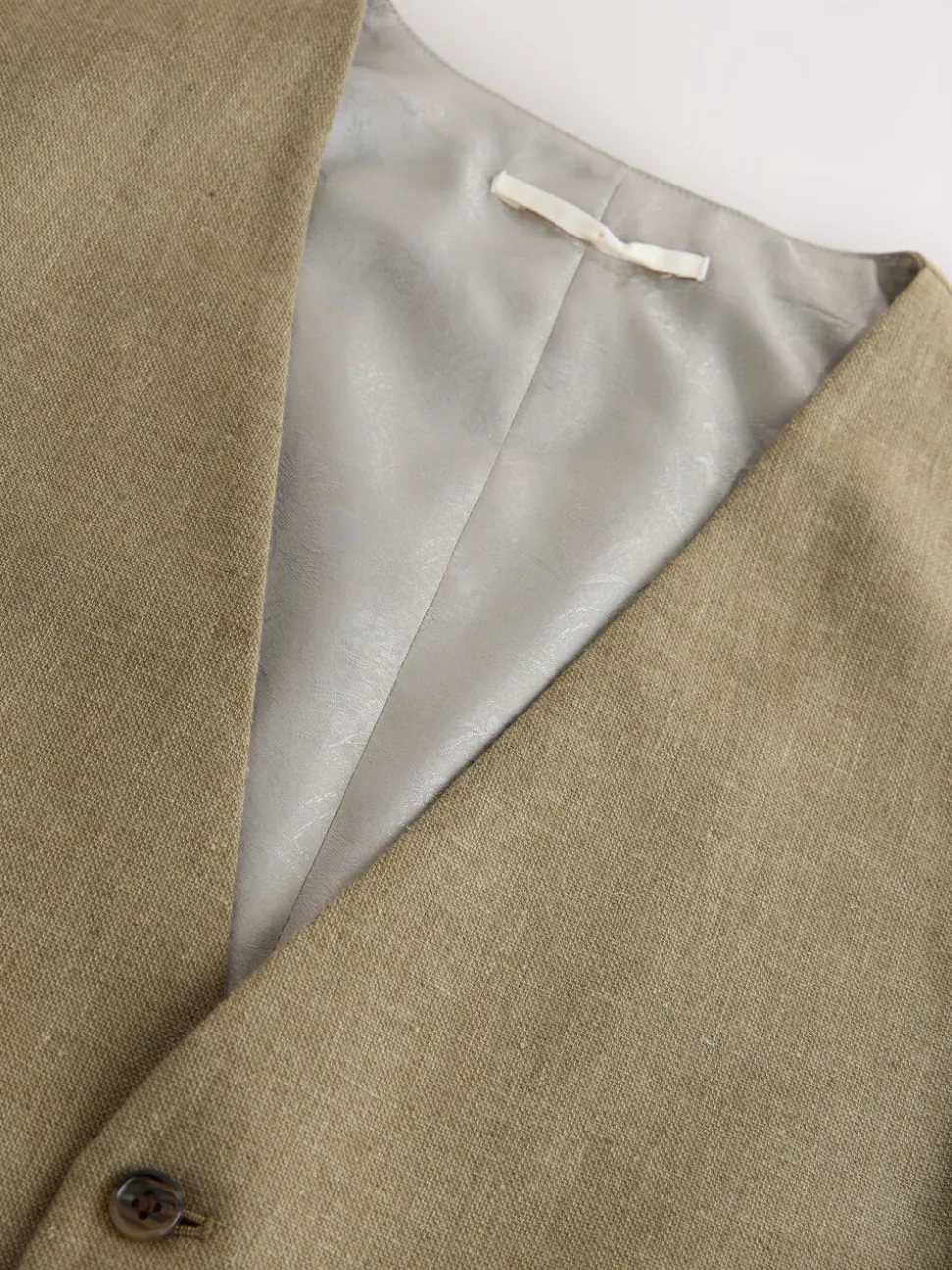 Groen - Gilet van linnenmix met textuur