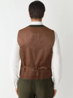 Groen - Herringbone Wool Blend Suit Waistcoast