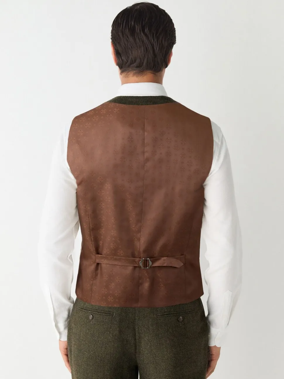 Groen - Herringbone Wool Blend Suit Waistcoast