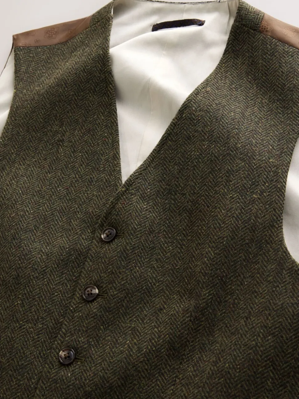 Groen - Herringbone Wool Blend Suit Waistcoast