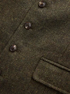 Groen - Herringbone Wool Blend Suit Waistcoast