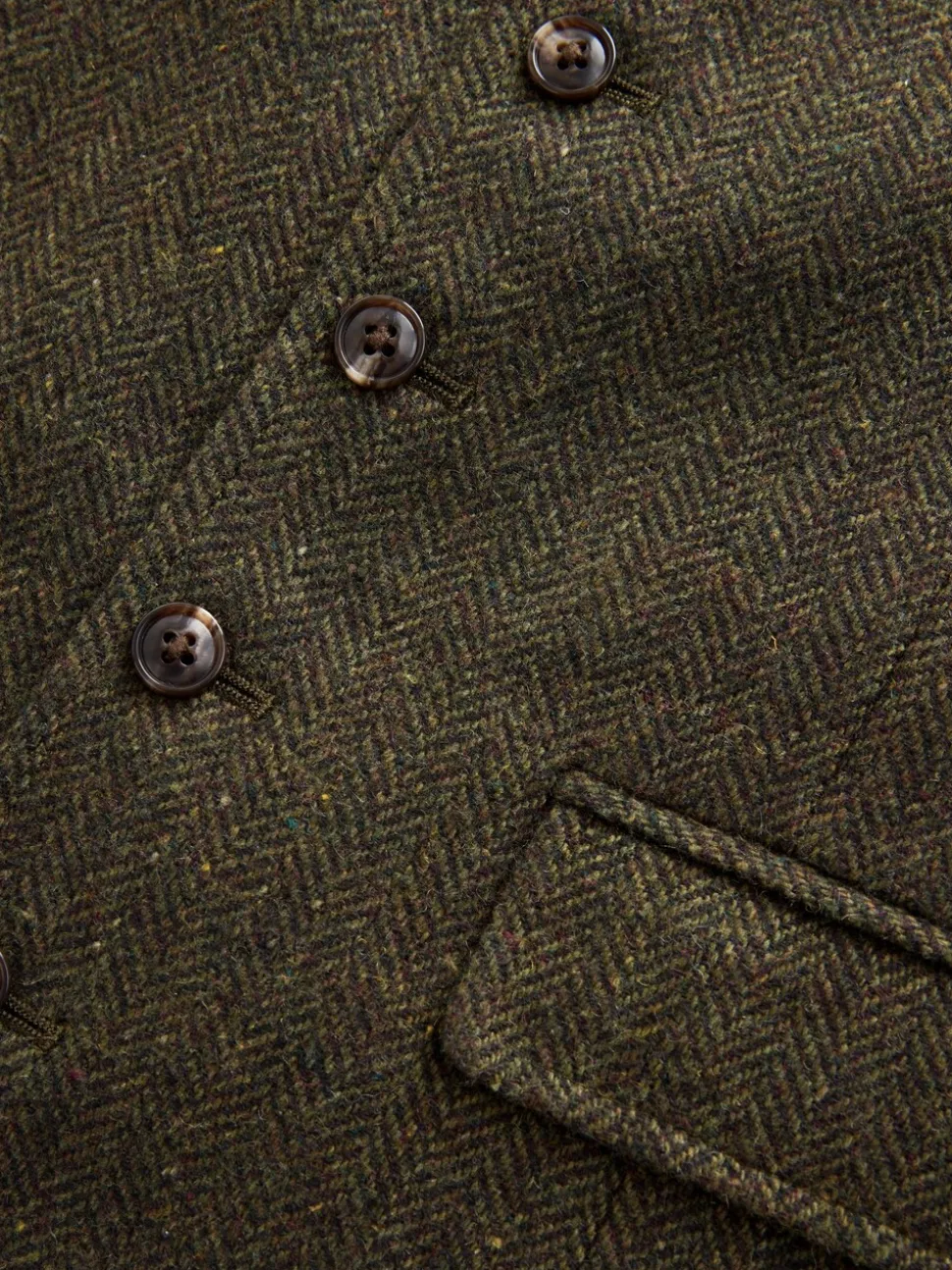 Groen - Herringbone Wool Blend Suit Waistcoast