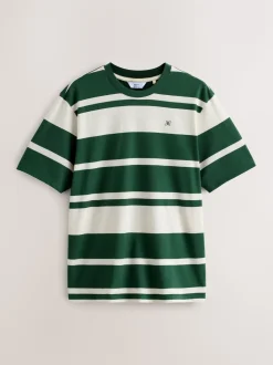 Groen - Jersey pyjamaset met strepen en korte mouwen