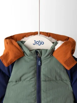 Groen - JoJo Maman Bébé Borg Lined Hooded Puffer Coat