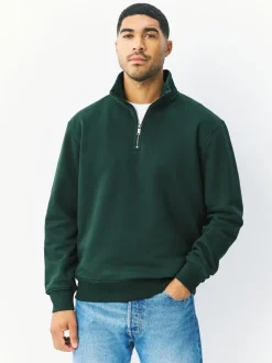 Groen - Kwartrits - Sweatshirt van jersey met hoog katoengehalte