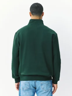 Groen - Kwartrits - Sweatshirt van jersey met hoog katoengehalte