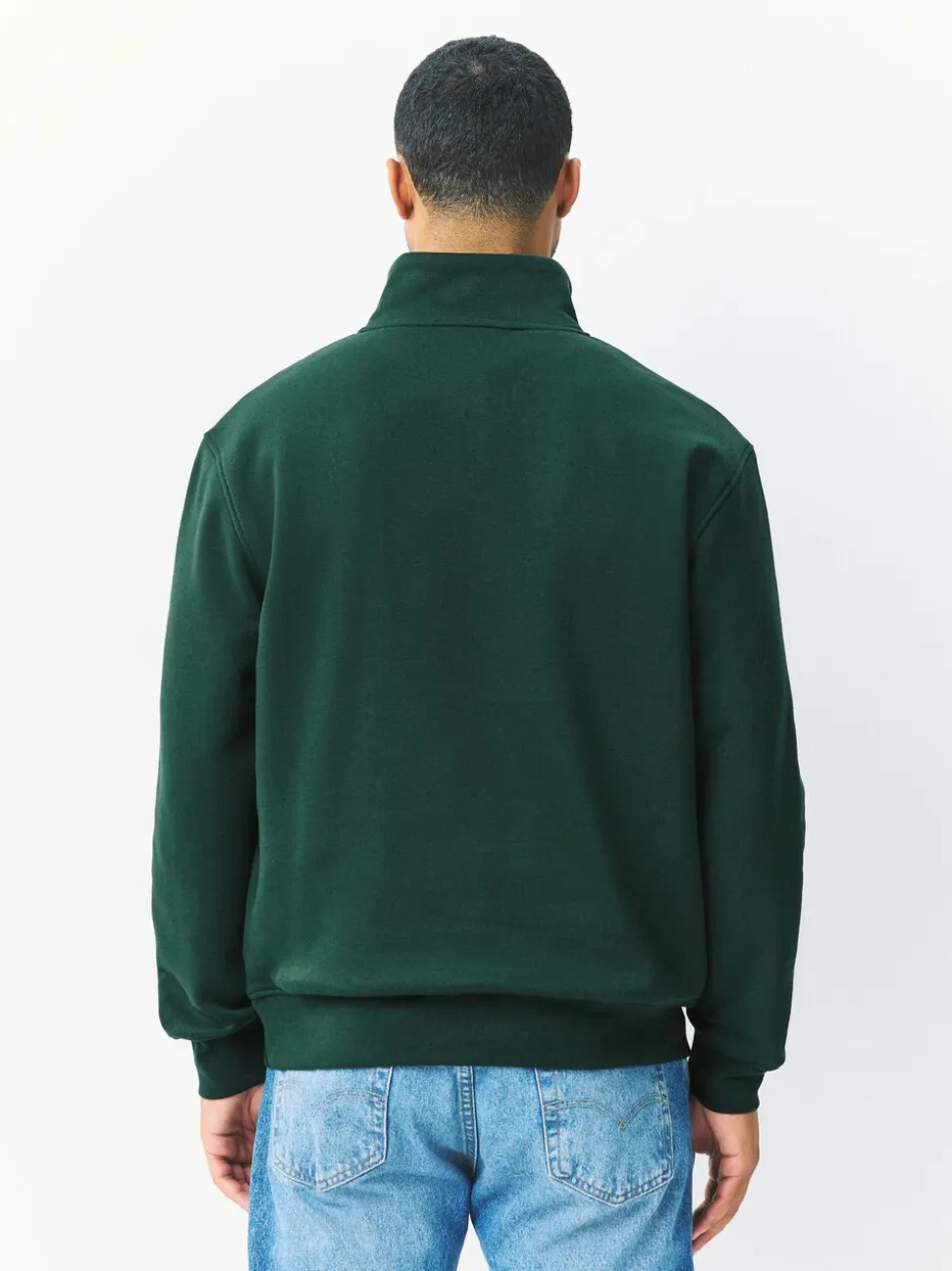 Groen - Kwartrits - Sweatshirt van jersey met hoog katoengehalte