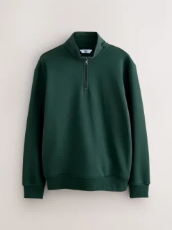 Groen - Kwartrits - Sweatshirt van jersey met hoog katoengehalte