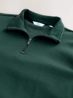 Groen - Kwartrits - Sweatshirt van jersey met hoog katoengehalte
