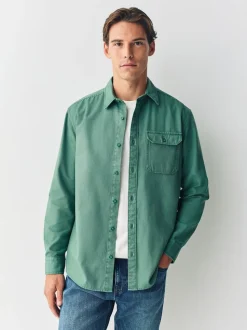 Groen - Long Sleeve Garment Dyed Oxford Shirt