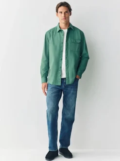 Groen - Long Sleeve Garment Dyed Oxford Shirt