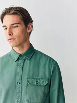 Groen - Long Sleeve Garment Dyed Oxford Shirt