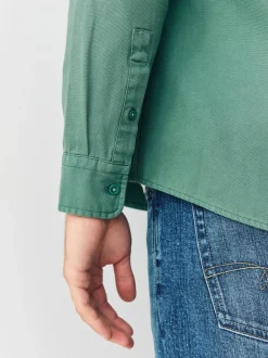 Groen - Long Sleeve Garment Dyed Oxford Shirt