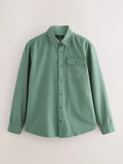 Groen - Long Sleeve Garment Dyed Oxford Shirt