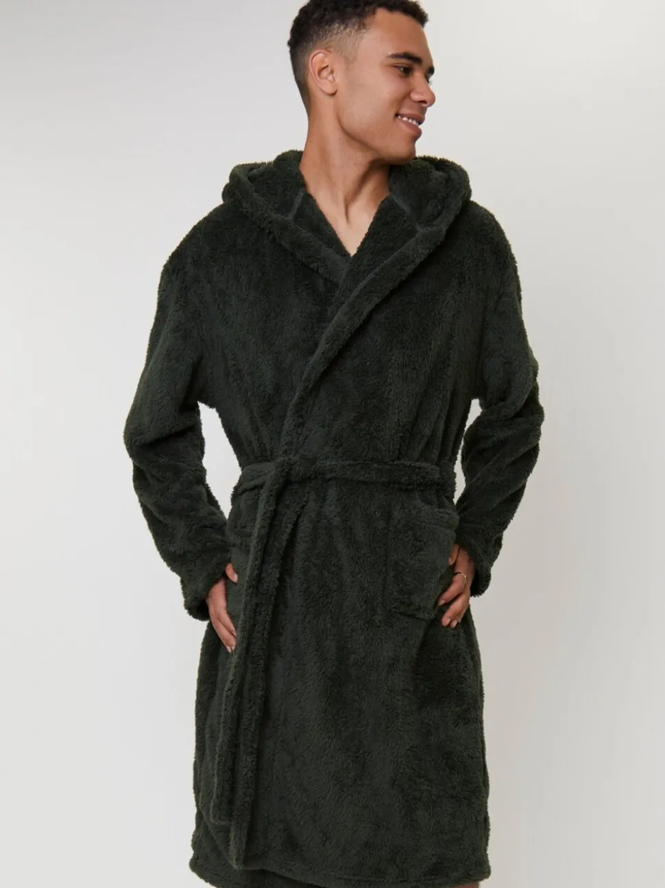 Groen - Loungeable Sherpa kamerjas met capuchon