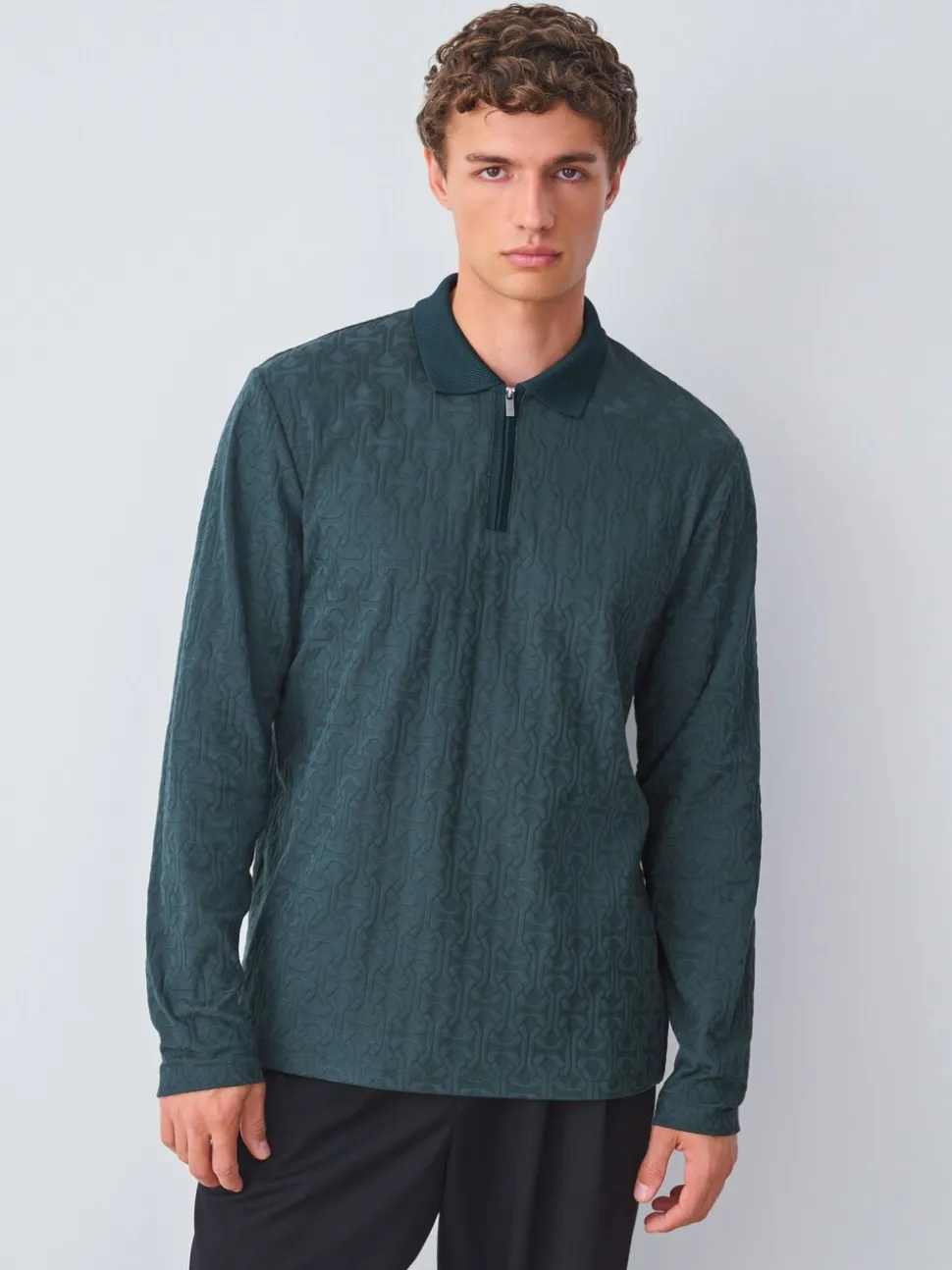 Groen - Modieus poloshirt met kwartrits