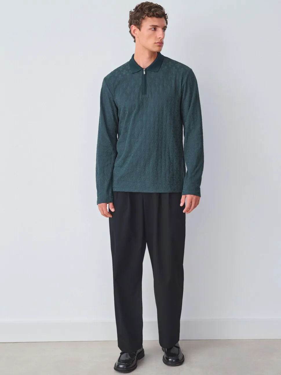 Groen - Modieus poloshirt met kwartrits