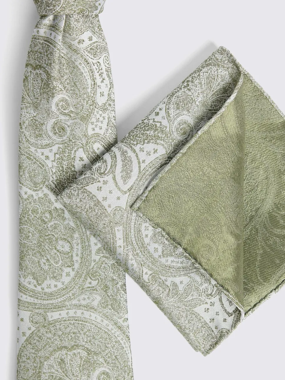 Groen - MOSS Bruiloft Paisley Stropdas