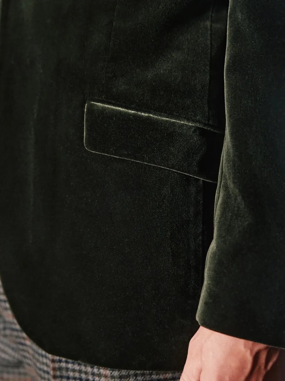 Groen - Normale Pasvorm - Signature Pontoglio Italiaanse fluwelen blazer met sjaalkraag