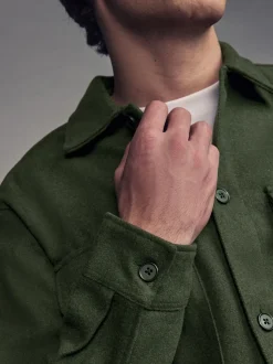 Groen - Overshirt met twee zakken en wol