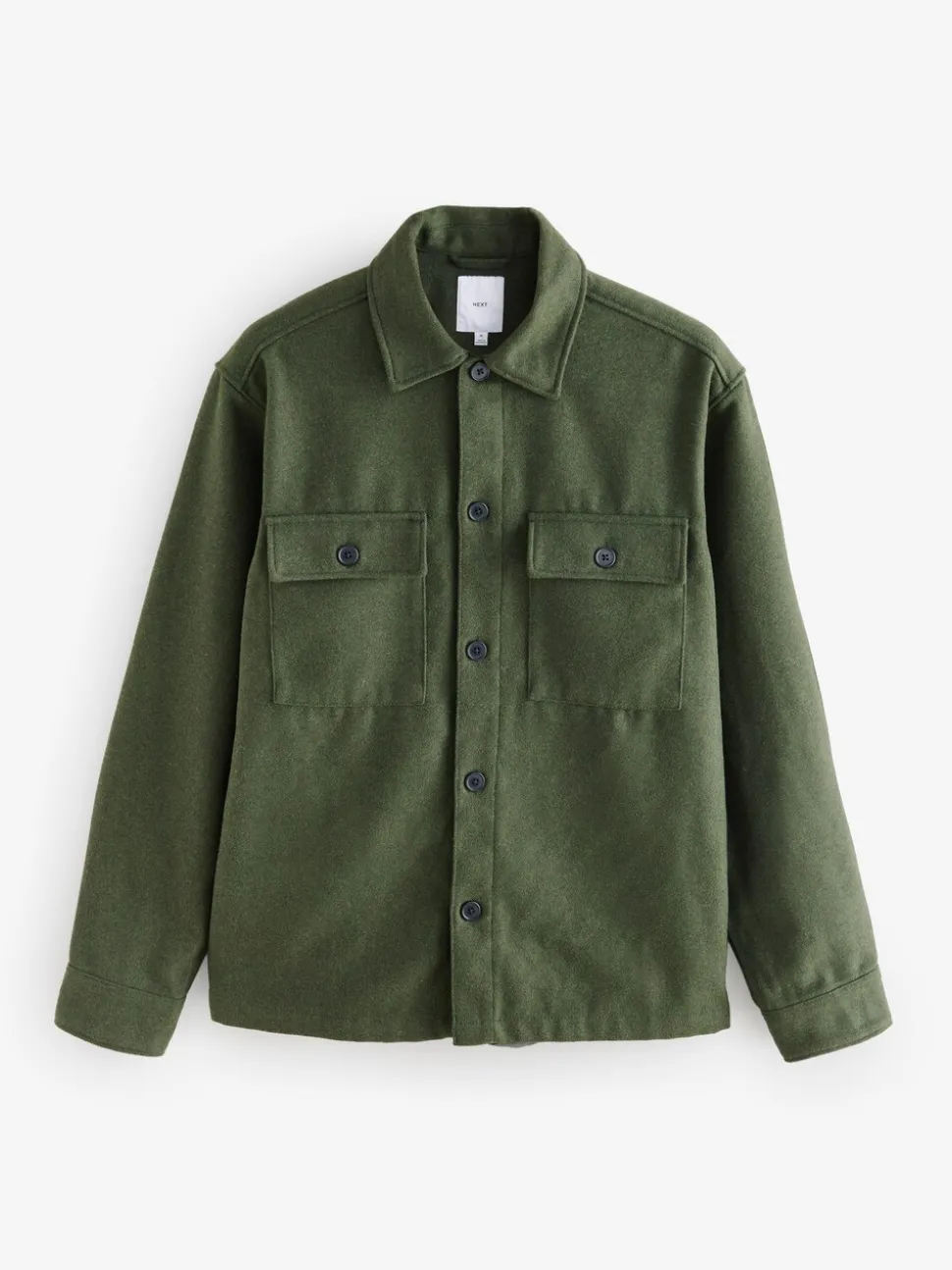 Groen - Overshirt met twee zakken en wol
