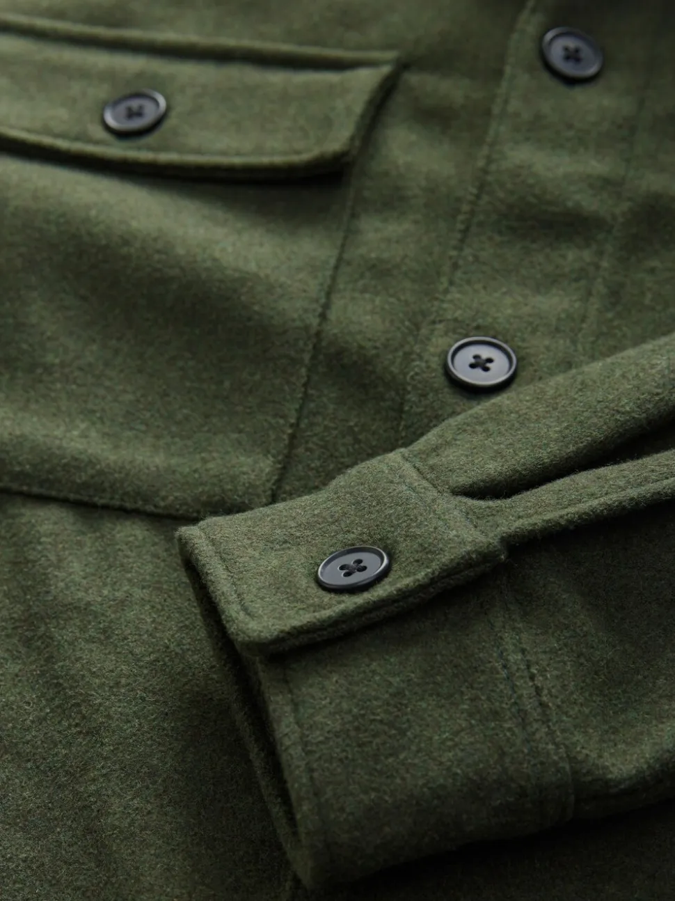 Groen - Overshirt met twee zakken en wol