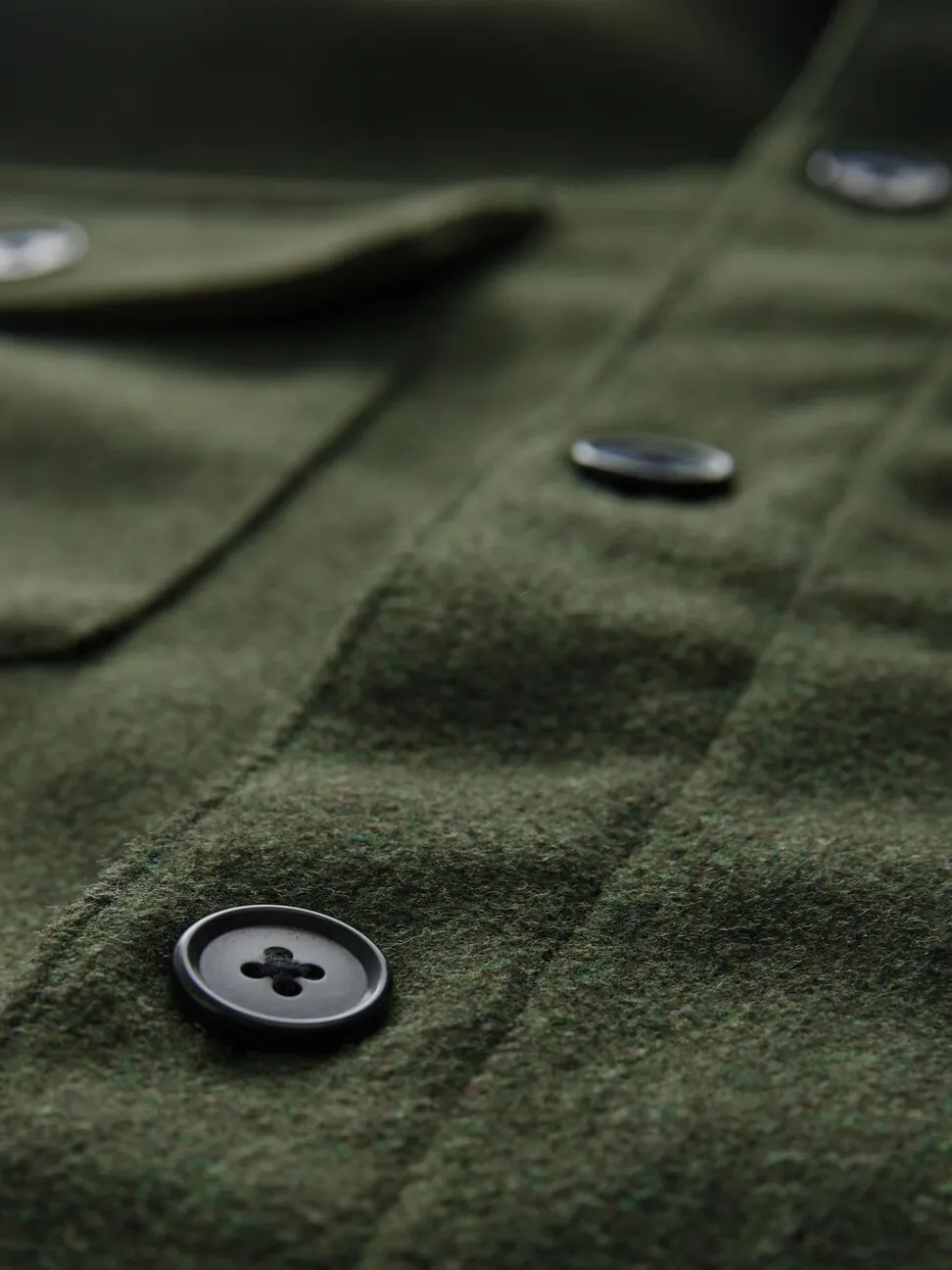 Groen - Overshirt met twee zakken en wol