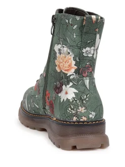 Groen - Pavers Lace Up Floral Boots