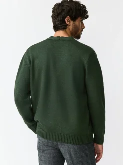 Groen - Regular Fit Embroidered Chest Motif Cardigan