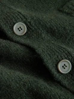 Groen - Regular Fit Embroidered Chest Motif Cardigan