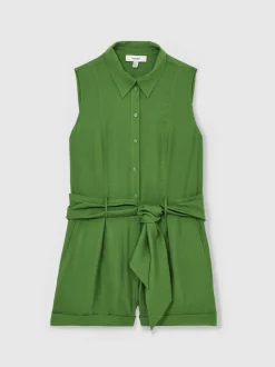 Groen - Reiss Millie strandcover-up speelpakje met ceintuur