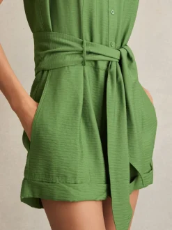 Groen - Reiss Millie strandcover-up speelpakje met ceintuur