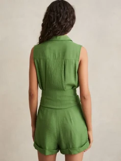 Groen - Reiss Millie strandcover-up speelpakje met ceintuur