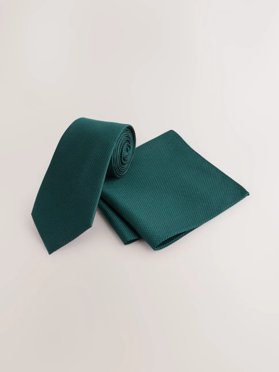 Groen - Set met textuurrijke stropdas en pochet