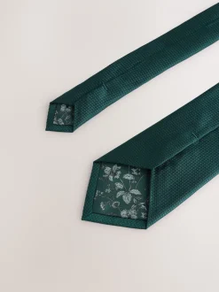 Groen - Set met textuurrijke stropdas en pochet