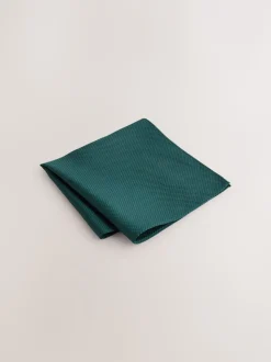 Groen - Set met textuurrijke stropdas en pochet