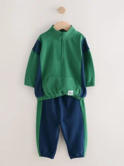 Groen - Set van top met halve rits en joggingbroek (3mnd-7jr)