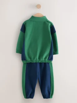 Groen - Set van top met halve rits en joggingbroek (3mnd-7jr)